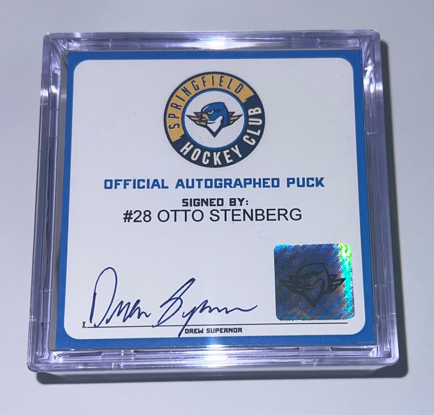 Signed Puck in Cube - #28 Otto Stenberg