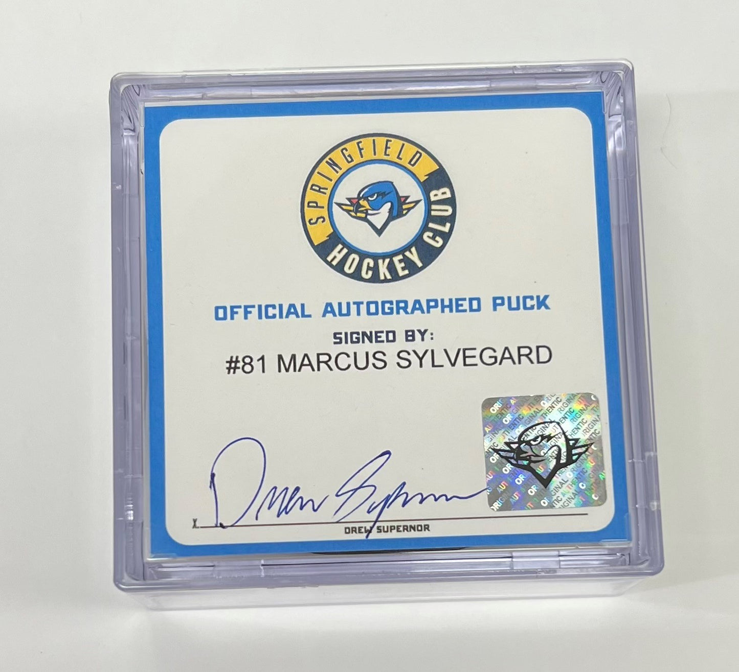 Signed Puck in Cube - 81 Marcus Sylvegard