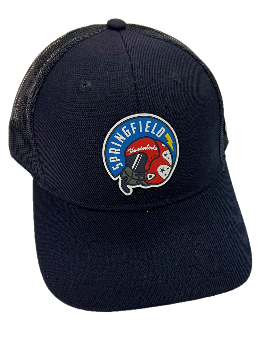 Military Helmet Logo - Branded Bills Curved Trucker - Navy