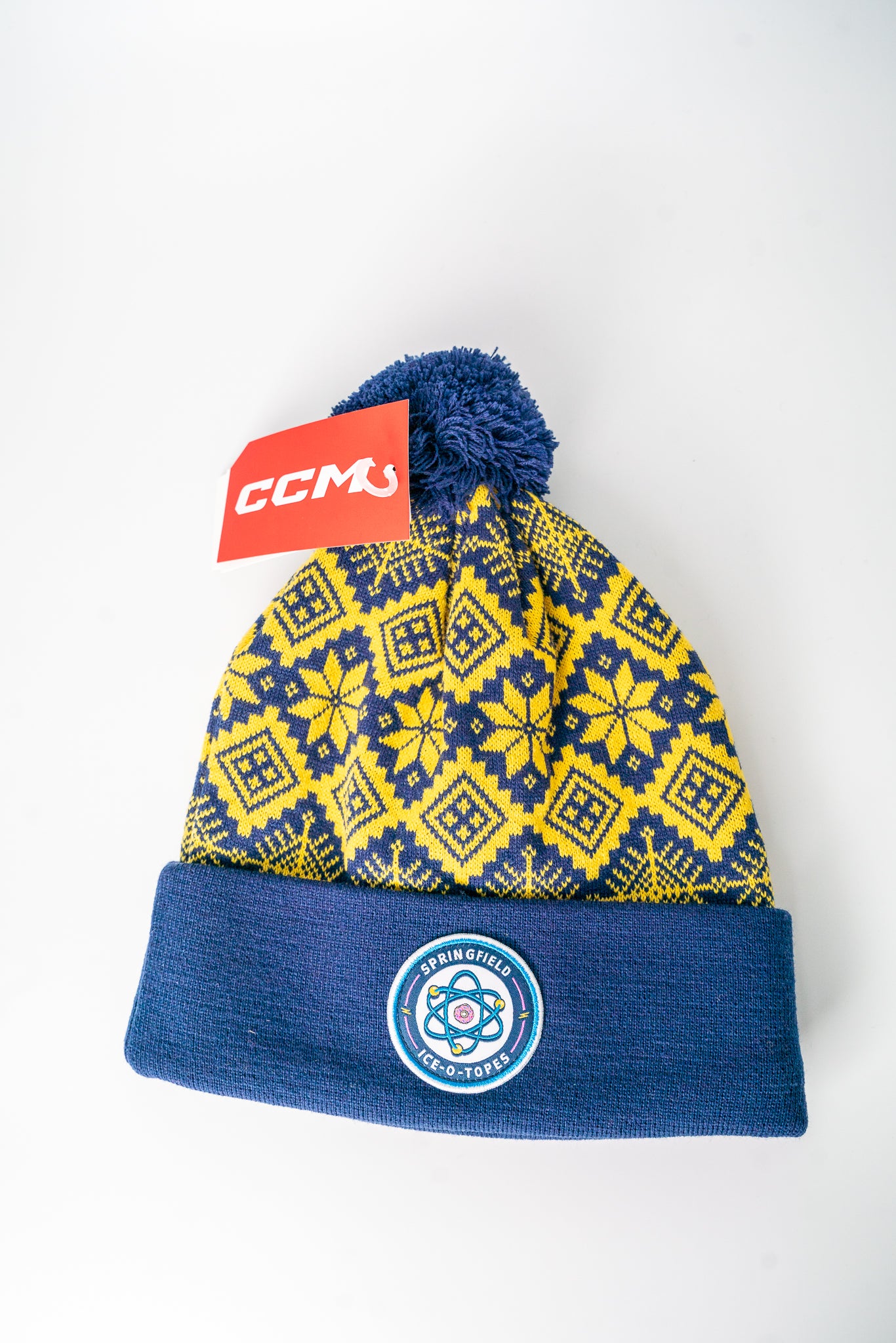 CCM Ice-O-Topes Festive Pom Knit - Yellow/Navy