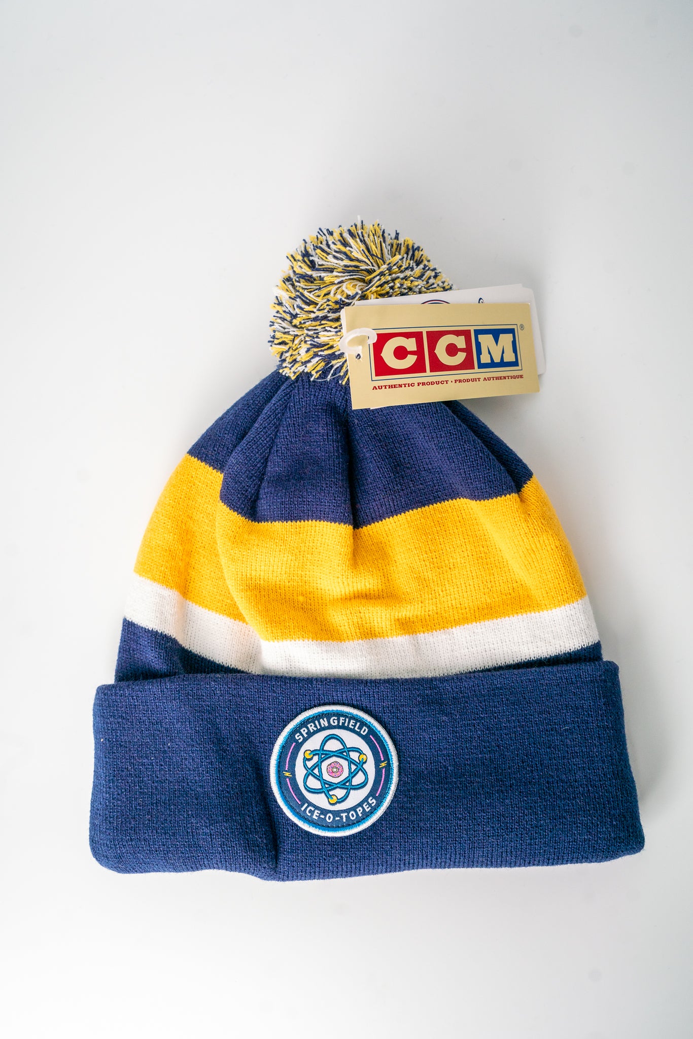 CCM Ice-O-Topes Pom Knit - Navy/Yellow/White