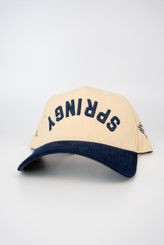 Cream/Navy Two Tone Hat Corduroy Brim - SPRINGY - Codeword