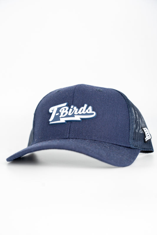 T-Birds Script Logo - Branded Bills Curved Trucker - Navy