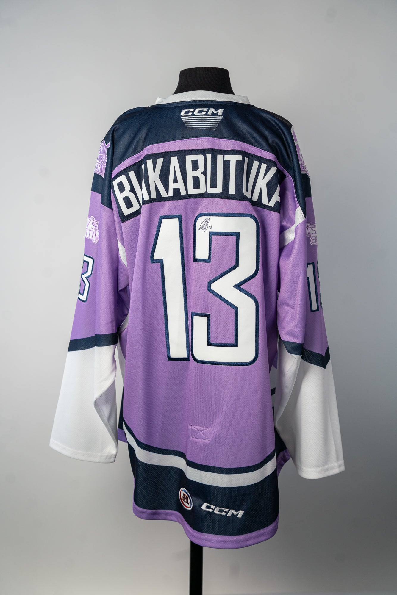 2024-25 Hockey Fights Cancer Jersey - #13 Jeremie Biakabutuka - Game Issued & Signed - Size 2XL - Set 1/1