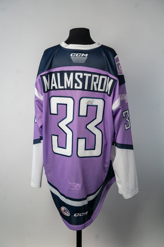 2024-25 Hockey Fights Cancer Jersey - #33 Anton Malmstrom - Game Issued & Signed - Size 2XL - Set 1/1
