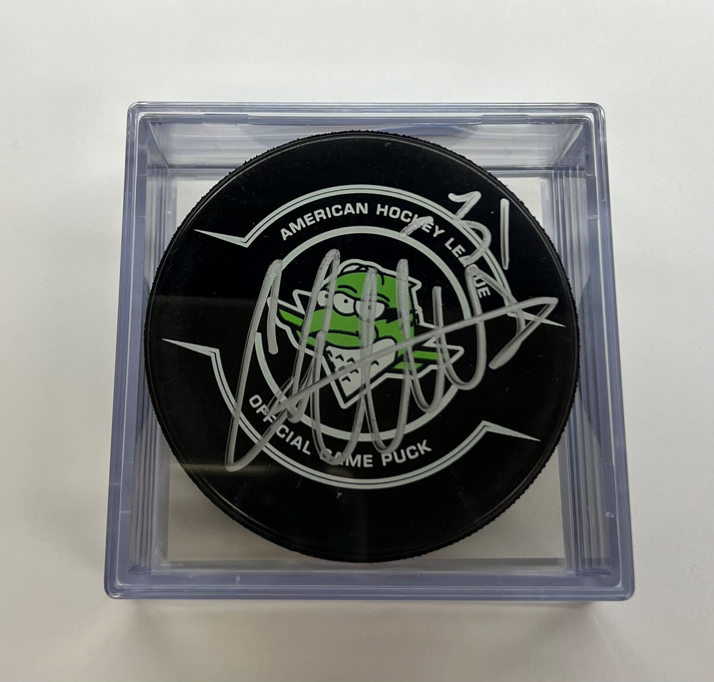 Signed Puck in Cube - #31 Colten Ellis (Ice-O-Topes/3Eyed Boomer Game Puck)