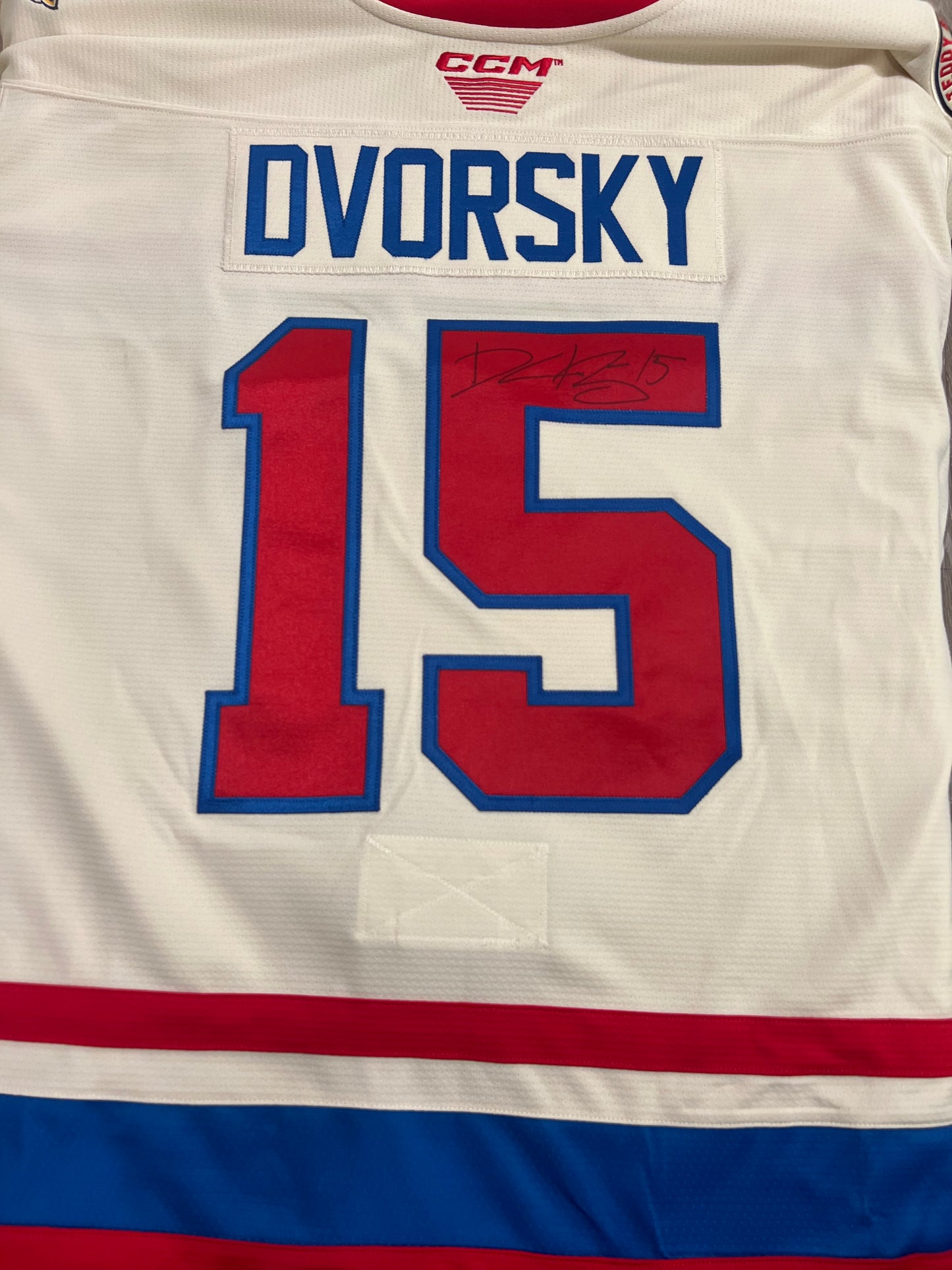 2024-25 Cream Teddy Bear Toss Jersey - #15 Dalibor Dvorsky - Game Issued & Signed - Size 56 - Set 2/2