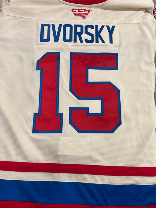 2024-25 Cream Teddy Bear Toss Jersey - #15 Dalibor Dvorsky - Game Issued & Signed - Size 56 - Set 2/2