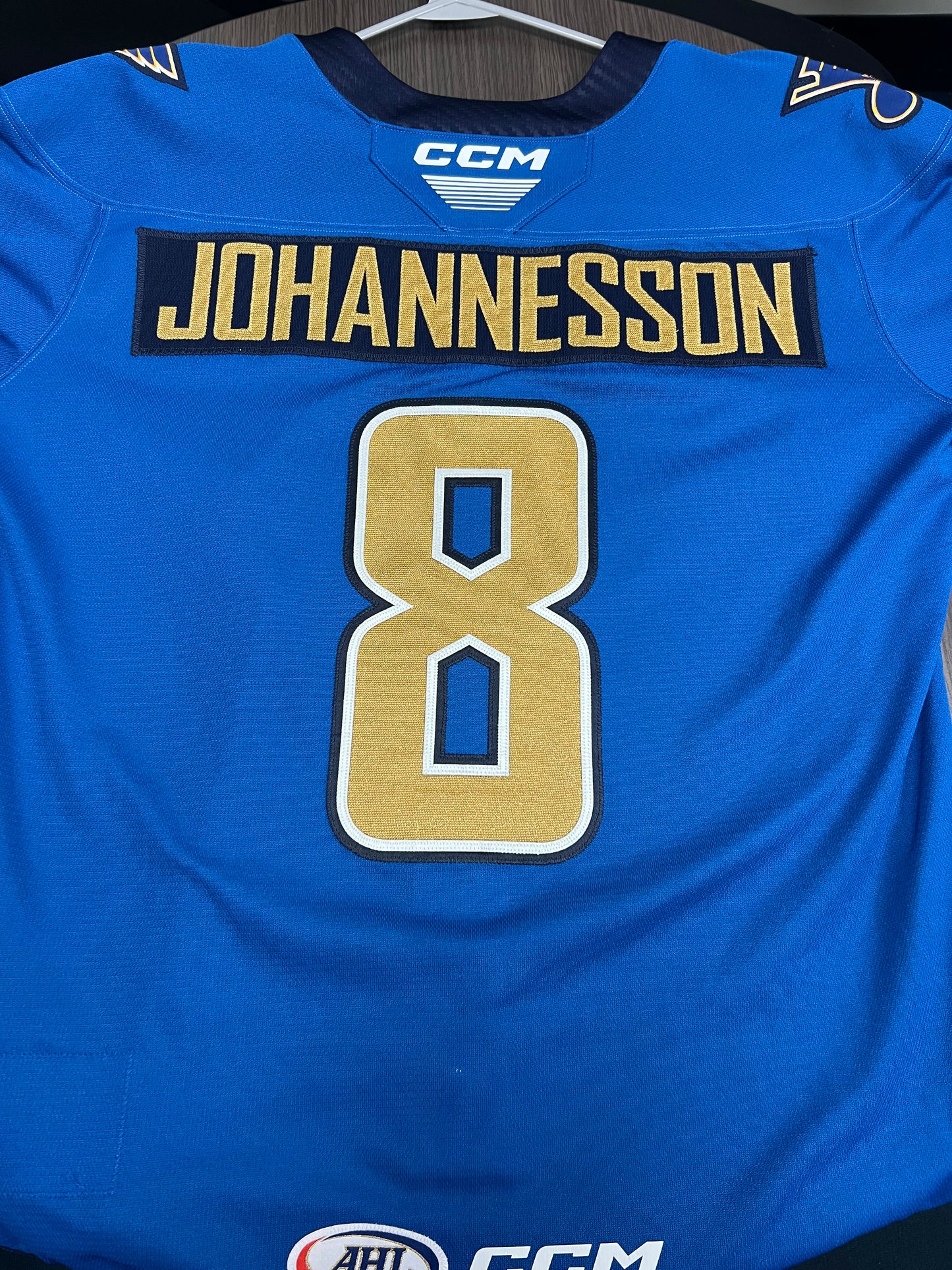 2025-26 Blue Authentic Jersey - #8 Samuel Johannesson - Game Worn - Size 54 - Set 1/1
