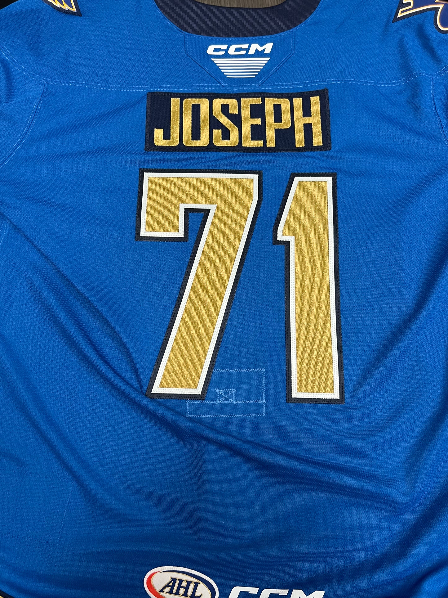 2025-26 Blue Authentic Jersey - #71 Mathieu Joseph - Game Issued - Size 56 - Set 1/2