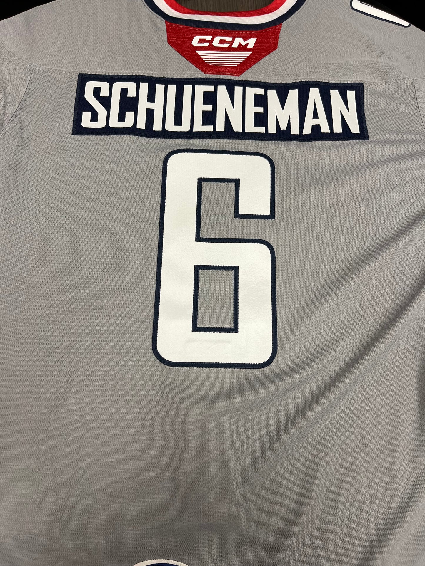 2025-26 Grey 3rd Authentic Jersey - #6 Corey Schueneman - Game Issued - Size 56 - Set 1/1