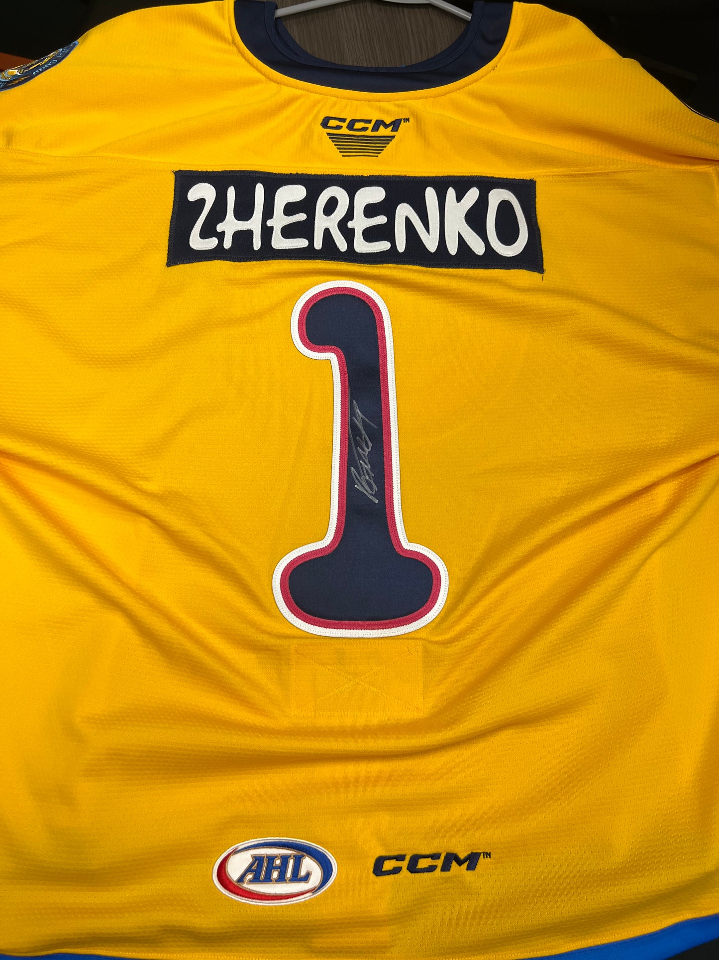 2024-25 Ice-O-Topes Authentic Jersey - #1 Vadim Zherenko - Warm Up Worn & Signed - Size 60G - Set 1/2