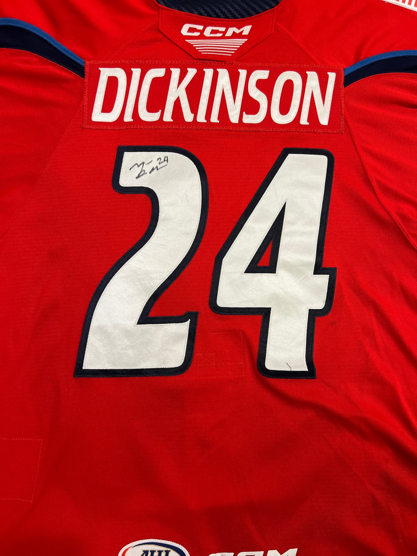 2024-25 Red Jersey - #24 Tanner Dickinson - Game Worn & Signed - Size 54 - Set 1/2