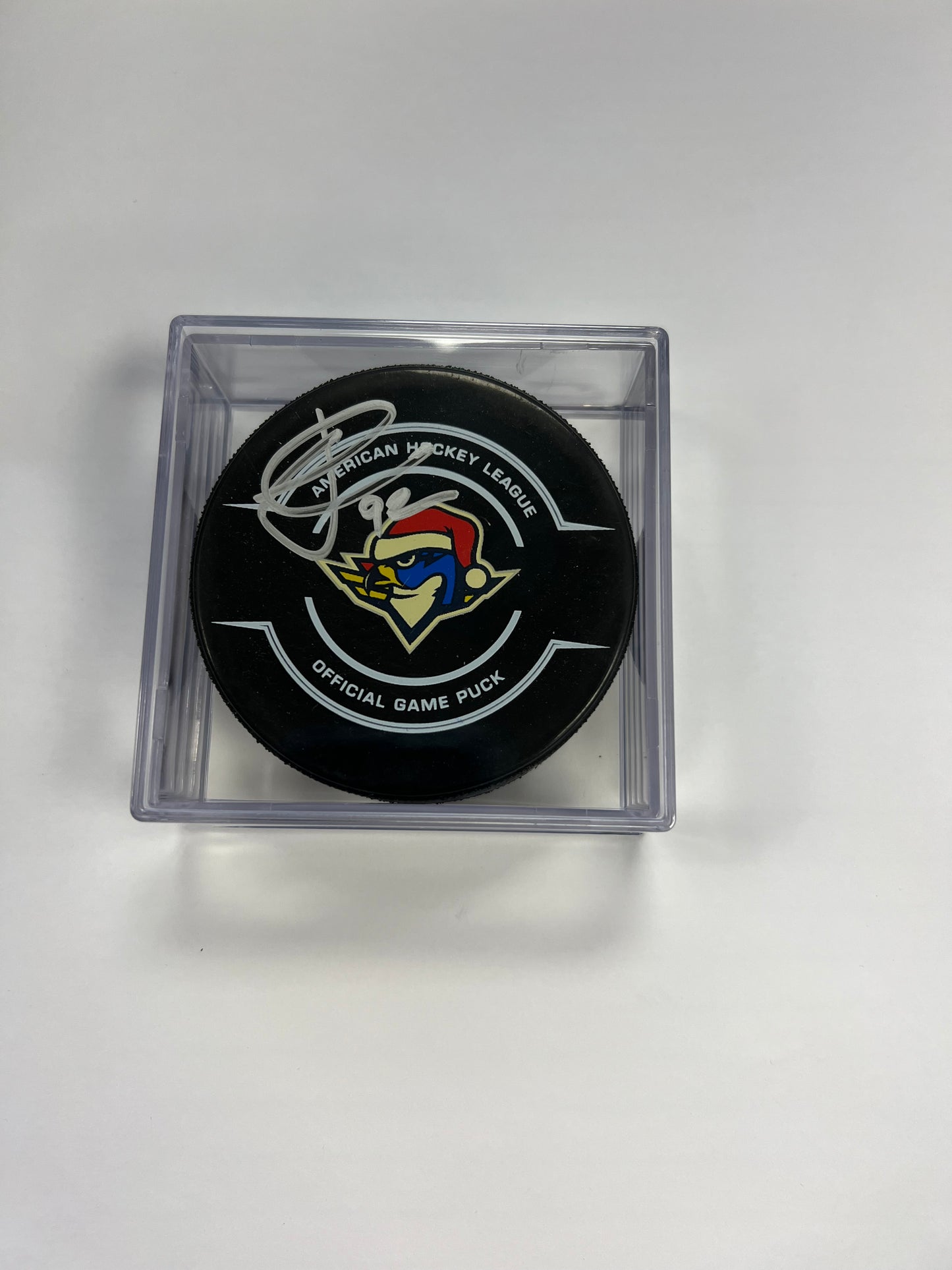 Signed Puck in Cube - #92 Jakub Vrana (On Santa Boomer Game Puck)