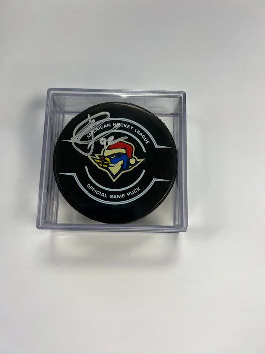 Signed Puck in Cube - #92 Jakub Vrana (On Santa Boomer Game Puck)