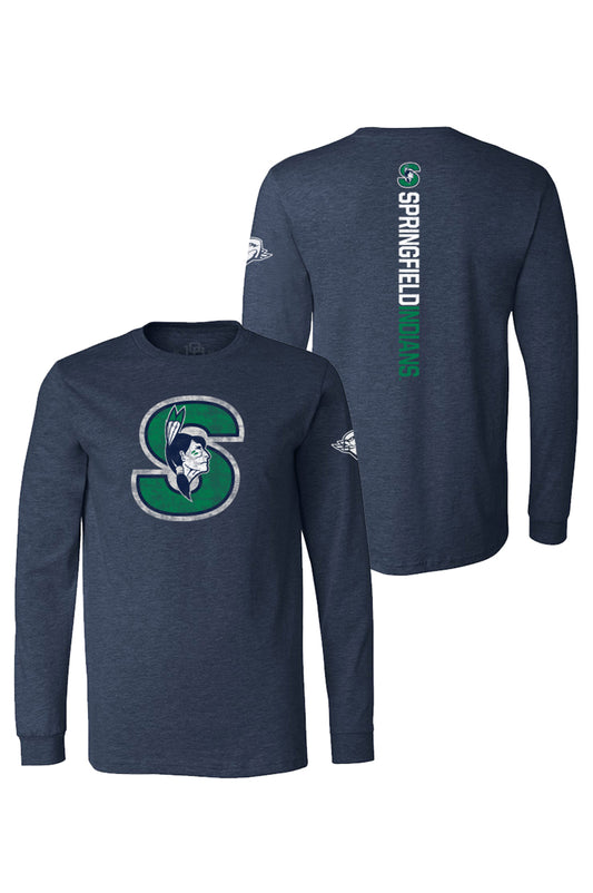 Navy Indians Razorback Long Sleeve Premium Tee