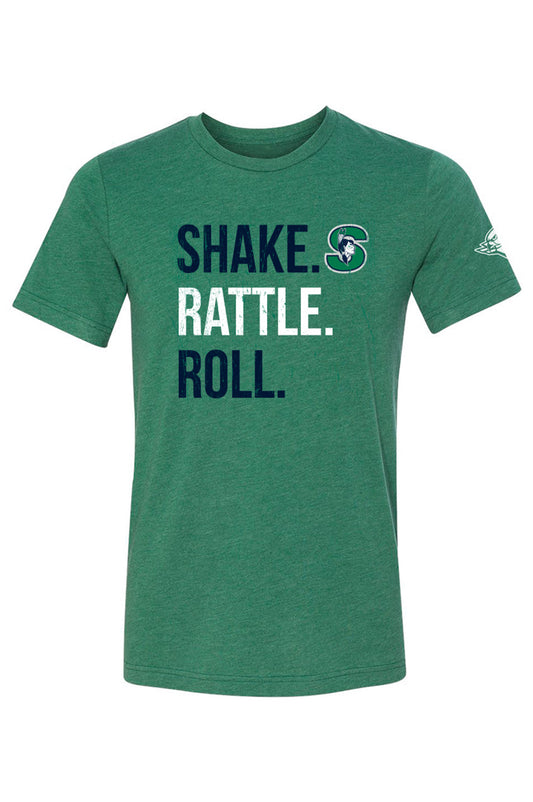 Shake. Rattle. Roll. Indians Tee - Forest Green