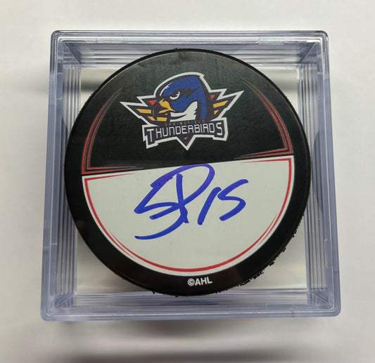 Signed Puck in Cube - #15 Scott Perunovich