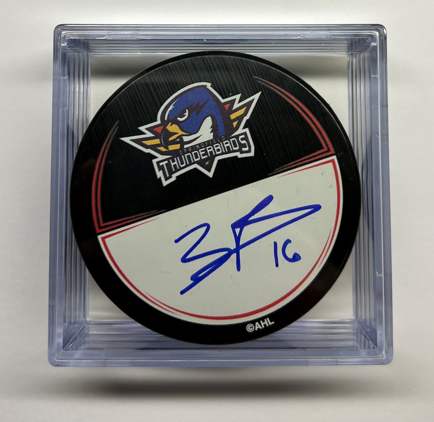 Signed Puck in Cube - #16 Zachary Bolduc